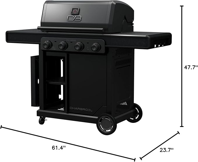 Char-Broil® Pro Series™ with Amplifire™ Infrared Technology 4-Burner Propane Gas Grill and Griddle Cabinet, Black 463279224