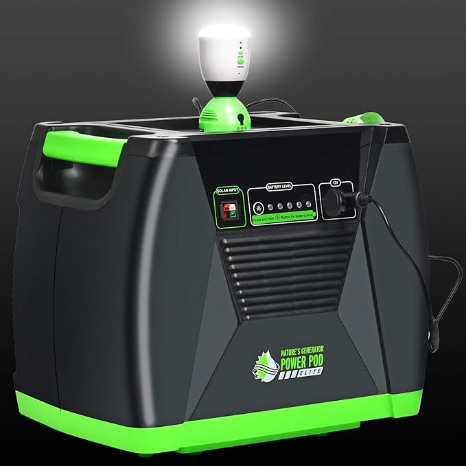 Nature's Generator Power Pod Elite-AGM Sealed Lead Acid in 100Ah with 12V DC Port and 35in Expansion Cable to Extend Nature's Generator Elite's Using Time HKNGPDEL