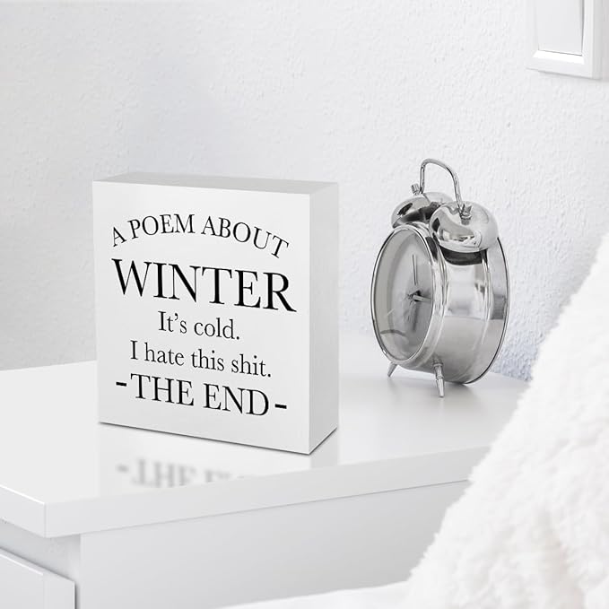 Funny Quotes Office Supplies Rustic Desk Decor White Wooden Box Sign Office Organization Farmhouse Christmas Winter Season Wood Plaque Cubicle Accessories Home Shelf Table Tiered Tray Decorations