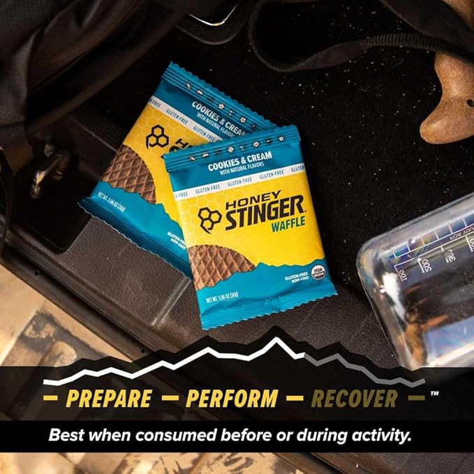 Honey Stinger Organic Gluten Free Cookies & Cream Waffle, Energy Stroopwafel for Exercise, Endurance and Performance, Sports Nutrition for Home & Gym, Pre & During Workout, 16 Waffles, 16.96 Ounce