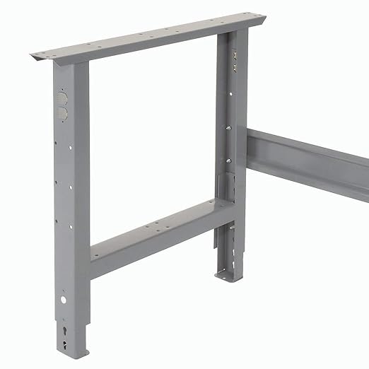 Global Industrial Adjustable Height Workbench C-Channel Leg, Maple Butcher Block Square Edge, 96"W x 36"D, Gray