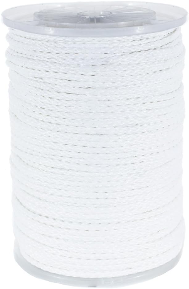 Hollow Braid Polypropylene Rope (5/16 Inch, 1000 Feet, White) - Barrier Rope - Trail Marking, Crowd Control, Golf Courses