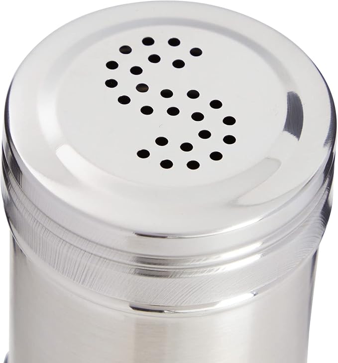 2 oz Stainless Steel Metal Salt and Pepper Shakers Set for Kitchen, Dinner Table, Cooking, Travel, Refillable, Perforated "S" and "P" Caps (3.5 in)
