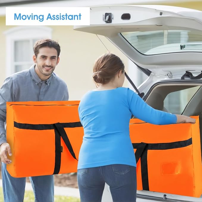 Duffle Bag for Travel, 24Gallons Bag Foldable Travel Duffel Bag Tote Carry on Luggage Duffle Overnight for Women and Men, Large Collapsible Waterproof Suitcase with Zippers and Handles, Orange