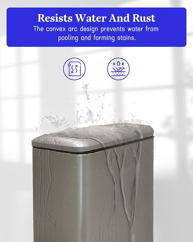 Bathroom Trash Can with Lid, 16.7L/ 4.4 Gallon Trash Can with Removable Inner Bucket, Soft Close lid, Stainless Steel Step Pedal Garbage Can for Bathroom, Kitchen, Home Office, Grey