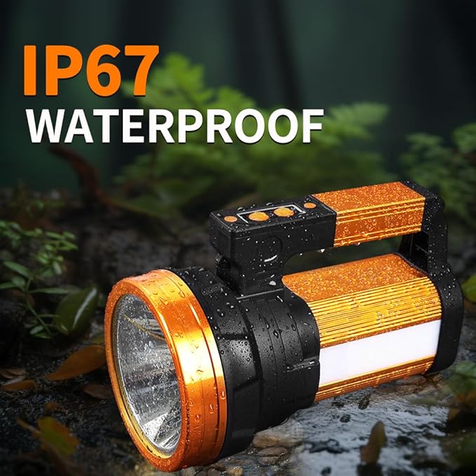 30600MAh Rechargeable Spotlight 2400LM Flashlight Long Lasting 100H Handheld Spotlight IP67 Waterproof Spot Lights with 6 Modes Twin Side Flood Light for Camping Hunting Emergency