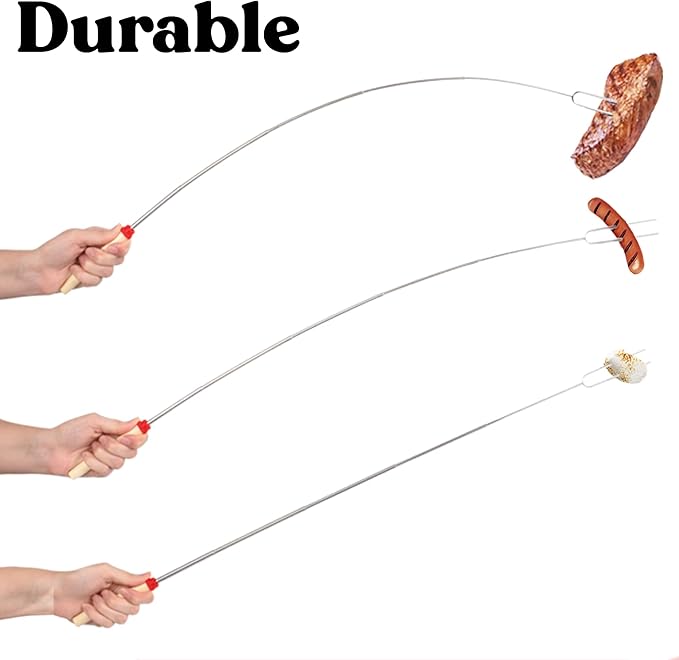 Zulay Sturdy Marshmallow Sticks for Fire Pit Extra Long - Great Smores Sticks Smores Kit for Fire Pit - Marshmallow Roasting Skewers - Hot Dog Fork Bonfire Glamping Camping Accessory 32" 5 Pack Bundle