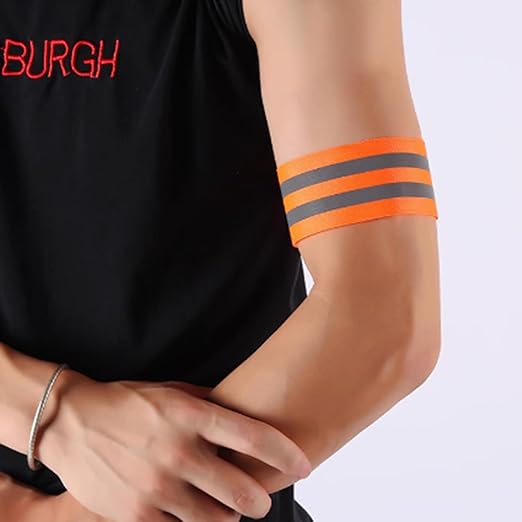 4PCS Reflective Wrist Strap 5x1x1cm Running Safety Gear Reflective Wristbands High Visibility Bike Ankle Bands Reflector Armband Self-Adhesive Reflective Bands for Walking,Night Sports Orange