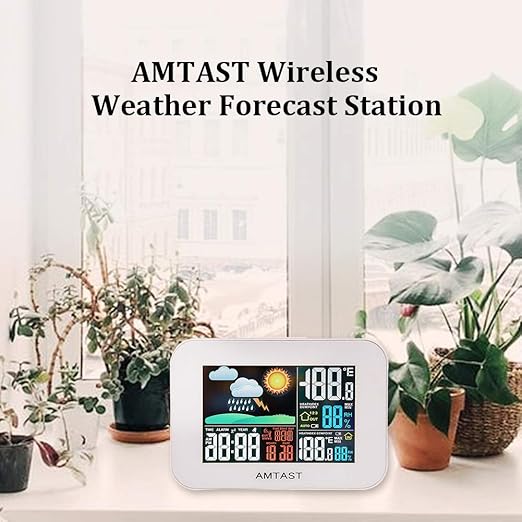 110V 60Hz Wireless Weather Forecast Station Temperature Humidity Meter with Durable Weather-Resistant Remote Sensor