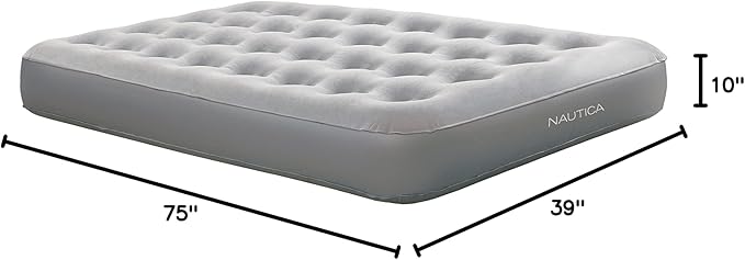 Nautica Home Express Sleep Air Mattress Inflatable Bed for Guests, Travel and Camping: Support Comfort System with Puncture Resistance Vinyl, Twin