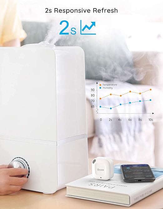 Govee Bluetooth Hygrometer Thermometer, Wireless Thermometer, Mini Humidity Sensor with Notification Alert, Data Storage and Export, 262 Feet Connecting Range, 2 Pack