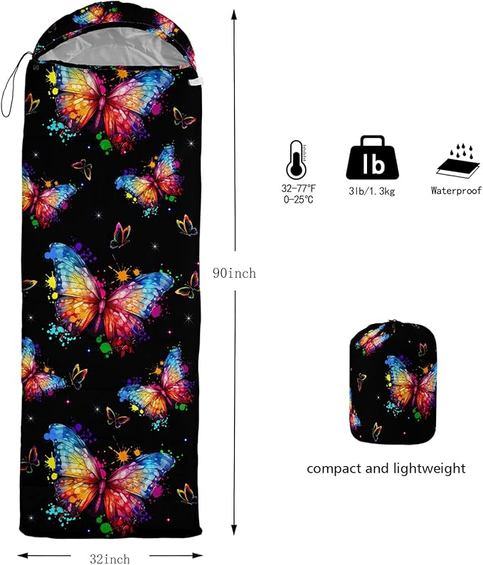 HOSIMA Dear Hunting Pattern Cold Weather Sleeping Bags for Adults,Black Light Weight Sleeping Bags for Kids Adults,WaterProof Sleeping Bags for Outdoors Hiking.