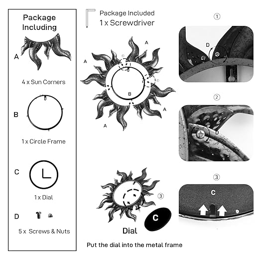 Large Outdoor Thermometer, 23" Metal Indoor Wall Thermometer, Colorful Sun-Shape Outside Thermometer for Patio Home Room Decor