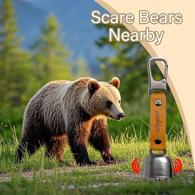 Bear Bell with Magnetic Silencer|Bear Bells for Hiking & Camping|Bear Deterrent Device with Emergency Whistle & Carabiner to Scare Animals|Bear Alarm for Outdoor Biking Fishing Climbing