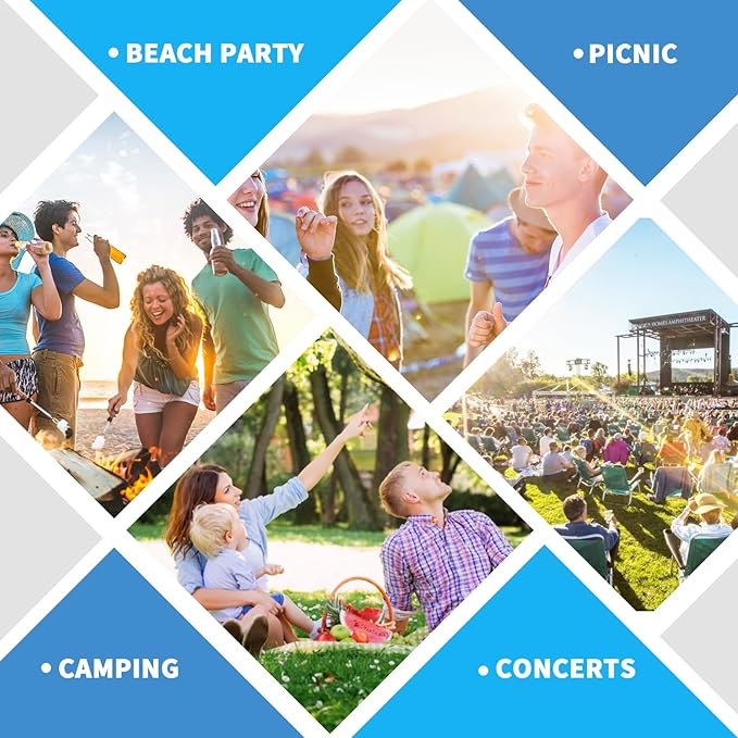 Folding Camping Table with 4 Cup Holders, Lightweight Portable Beach Outdoor Picnic Table, Square Camp Table with Built-in Food Basket Travel Bag for BBQ, Camping, Tailgate