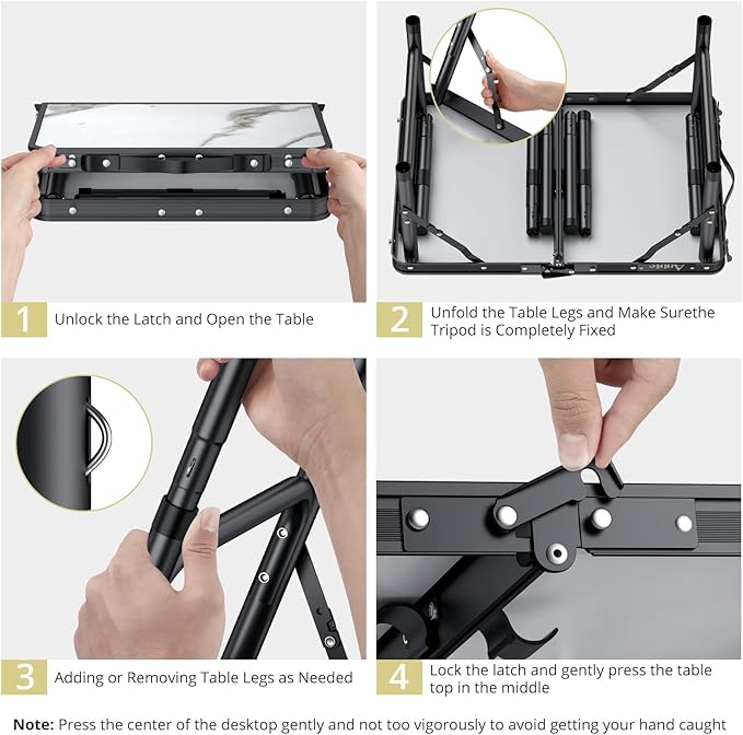 Folding Camping Table with Storage Net, 3 Adjustable Height Max 27.5" Aluminum Small Folding Table, Portable Table with Carry Handle, Lightweight, for Outdoor Indoor Travel Camping Picnic