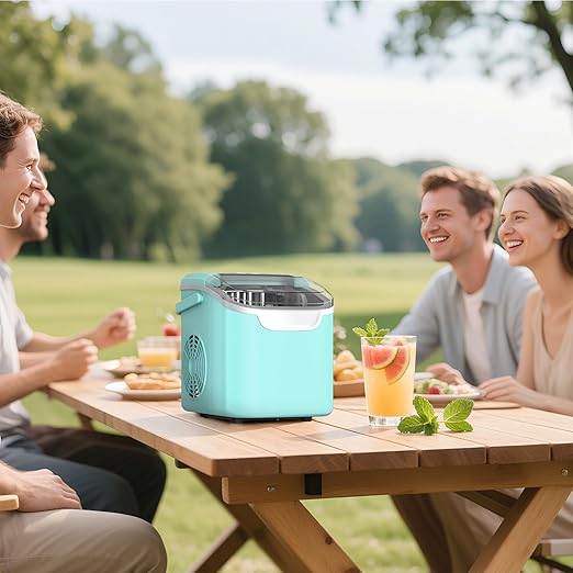 Countertop Ice Maker – 8 Bullet Ice (6 Mins), 26.5lbs/24Hrs – Self-Cleaning, Portable & Adjustable Size with Touch Display