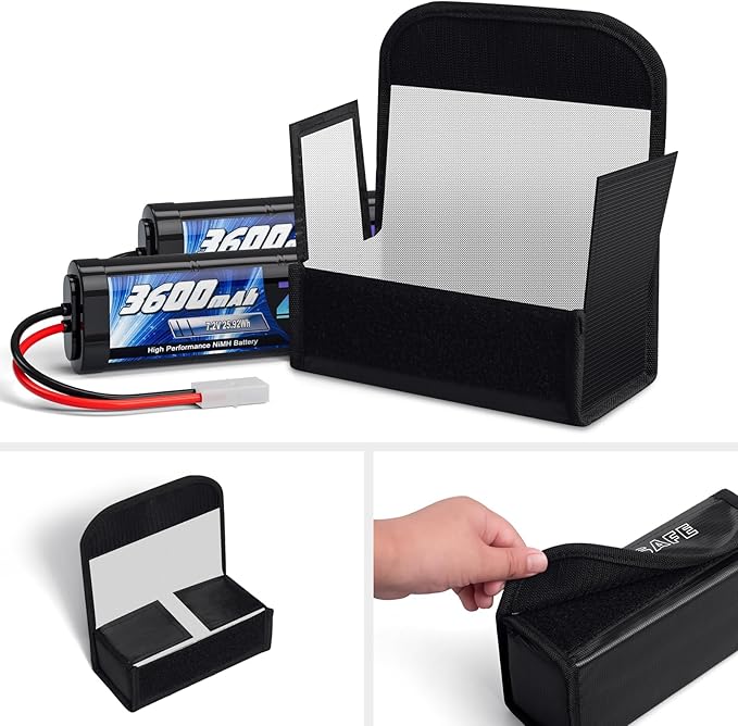 2pcs Lipo Battery Bag, Fireproof Lipo Guard Safe Box, 185x75x60mm Explosionproof Small Charging Case for rc Storage, Lithium ion and Travel Protection