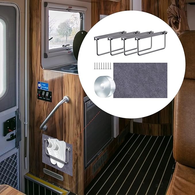 4PCS Foldable RV Shoe Rack with Wall Protector Double-sided Tape Wall-Mounted Aluminum Camper Shoe Storage Organizer Shelf for Various Shoes