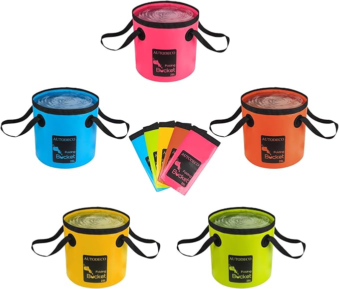 AUTODECO Collapsible Bucket 5 Gallon Container Folding Water Bucket Portable Wash Basin 20L