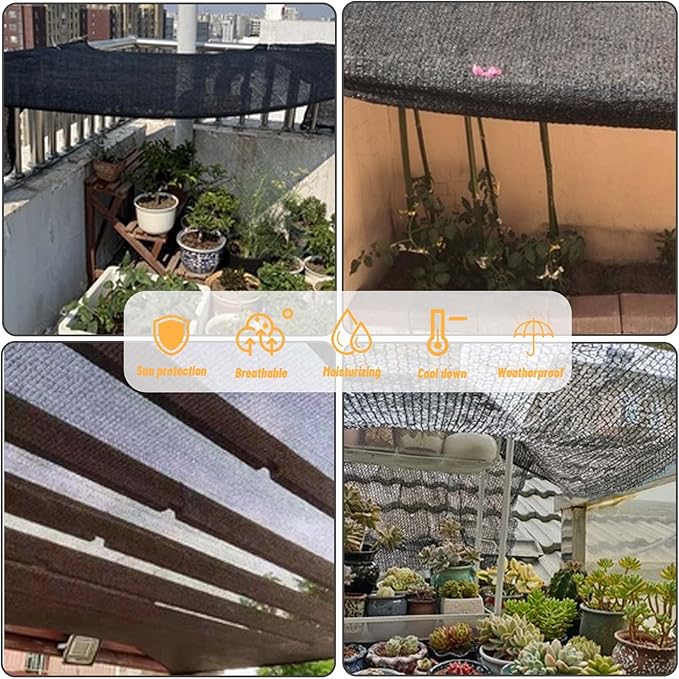Cool Area 55% 6.5x20ft Sunblock Shade Cloth Cover Mesh UV Resistant Net for Garden Flower Plant Greenhouse, Black