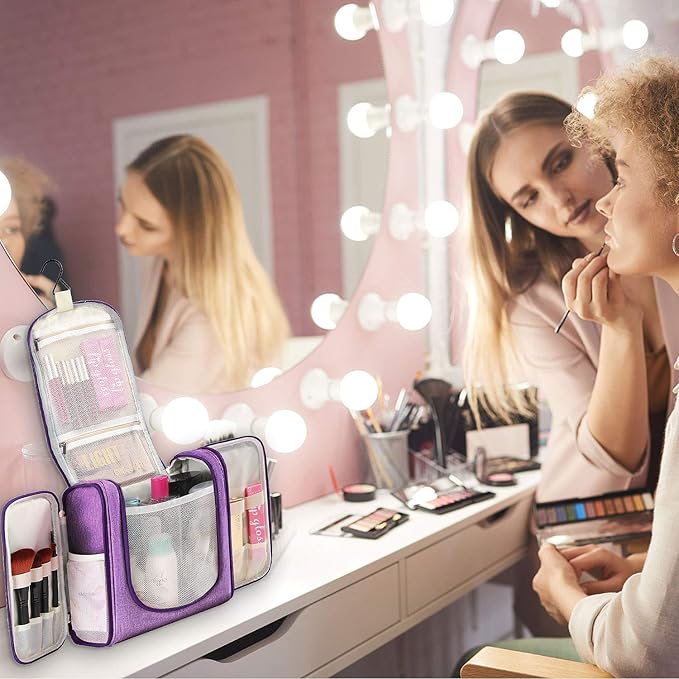 Hanging Toiletry Bag Extra Large Capacity | Premium Travel Organizer Bags For Men And Women | Durable Waterproof Nylon Bathroom, Shower, Makeup Bag For Toiletries, Cosmetics, Brushes