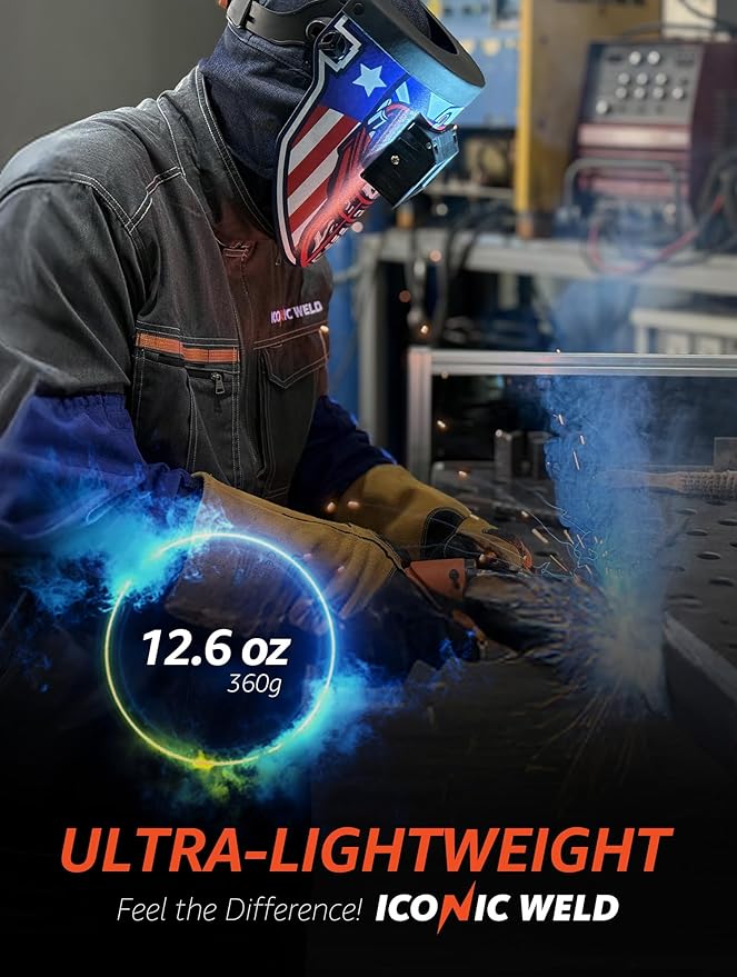 Auto Darkening Welding Helmet - Flip Up Lens, Lightweight, Shade #4/9-13 (Chiwoo Emperor)