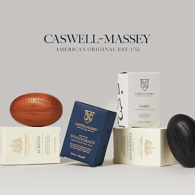 Caswell-Massey Natural Bar Soap for Men & Women, Moisturizing Body Soap Bar for All Skin Types, Made with Essential Oils & Plant-Based Formula for Soft Skin, Multi Scents, 12 Bars x 5.8 oz Gift Set