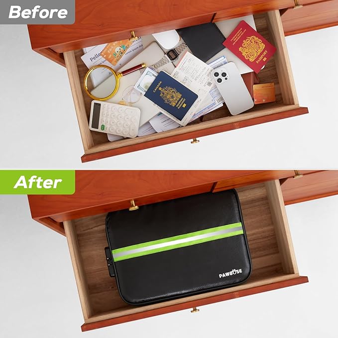 Fireproof Document Bag with Lock, Upgraded Fireproof, Heat Insulated & Waterproof Box for Document,Portable Storage for Home and Travel, Suitable for Document and Laptop