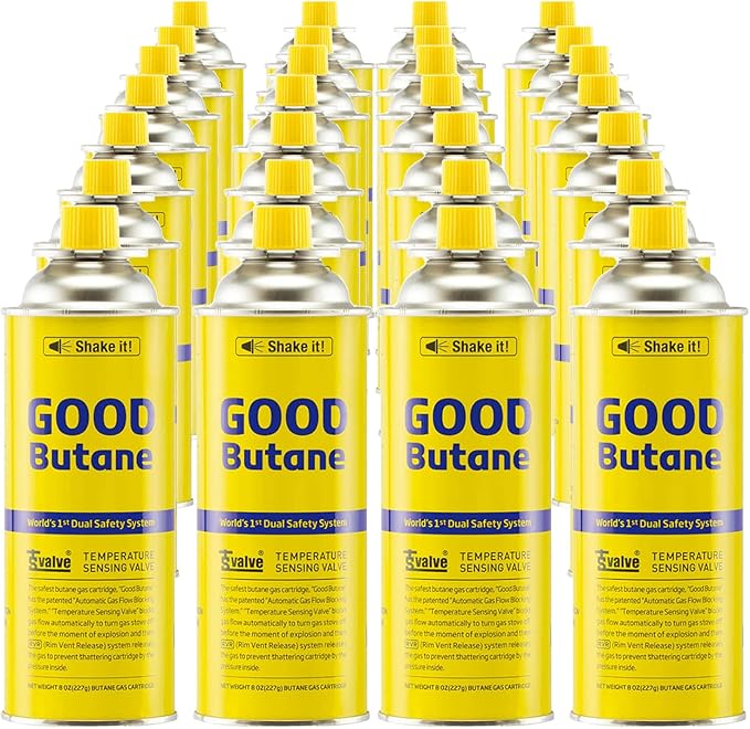 8oz Butane Fuel Canisters Cylinders with Dual Safety System (28 Pack)