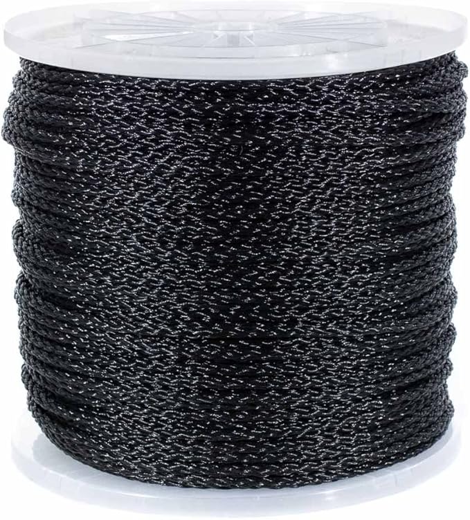 Hollow Braid Polypropylene Rope (1/4 Inch, 1000 Feet, Black) - Barrier Rope - Trail Marking, Crowd Control, Golf Courses