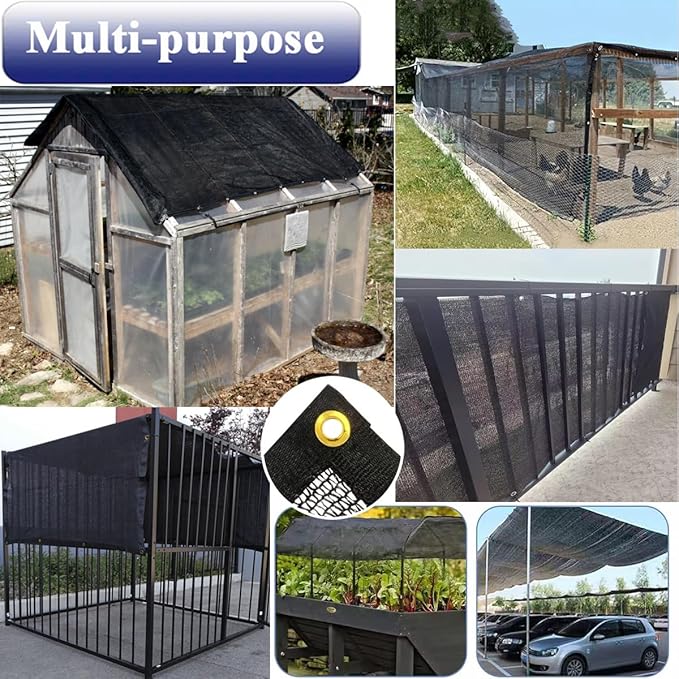 10X20Ft Shade Cloth for Garden, 90% Black Sun Shade Mesh for Plants Heat Protection, Outdoor Sunblock Mesh Tarp for Greenhouse, Plant Cover, Balcony, Gazebo, Deck, Porch, Carport