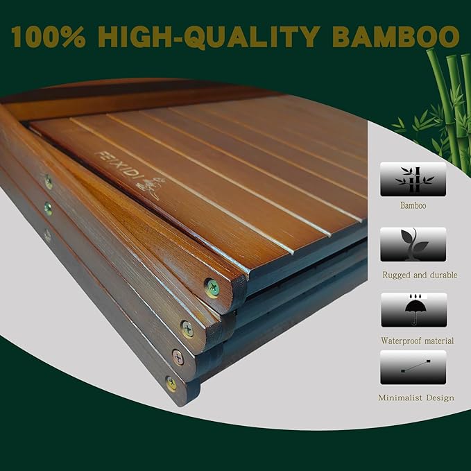 Foldable Bamboo Shelf, Folding Shoe Rack, Flower Rack, Camping Rack, No Installation Required, Portable, Space Saving, Multi-Purpose Storage Rack (Walnut, 4 Tiers)