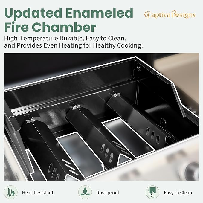 Captiva Designs Propane Gas Griddle Grill Combo with Porcelain-Enameled Cast Iron Grate & Cast Iron Pan, Dual BBQ Grill With Flat Top Griddle for Outdoor Kitchen & Backyard Barbecue,696 SQIN Cook Area