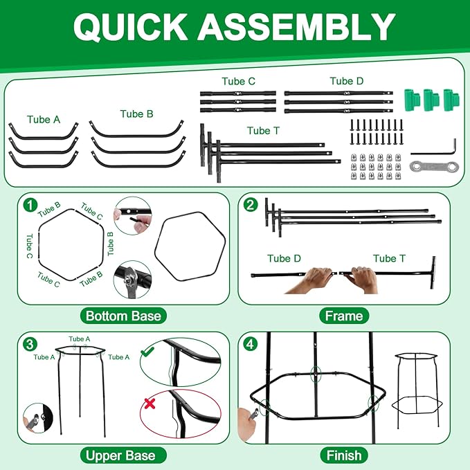 Aobiono Trash Leaf Bag Holder Stand, Garbage Bag Support Frame for 30-55 Gallon Lawn Bags, for Yard Kitchen Garden Outdoor Camping Waste, with Reusable Bag Clips, Heavy Duty (Black)