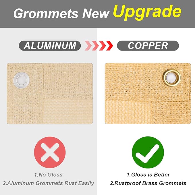 Cool Area Sun Shade Cloth with Grommets 14×21 FT Shade Panel Shade Tarp Screen Fabic for Outdoor Patio Pergola Cover Deck Garden, Sand (Customized)