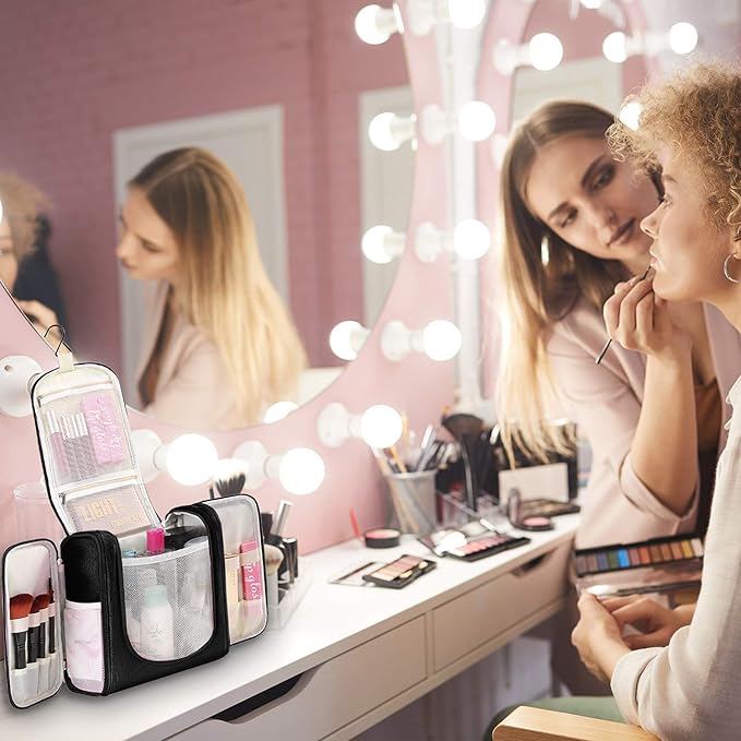 Hanging Toiletry Bag Extra Large Capacity | Premium Travel Organizer Bags For Men And Women | Durable Waterproof Nylon Bathroom, Shower, Makeup Bag For Toiletries, Cosmetics, Brushes