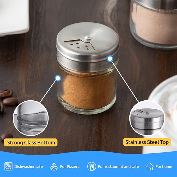 6-Pack 1.5oz Glass Spice Seasonings Shaker With Adjustable Lid