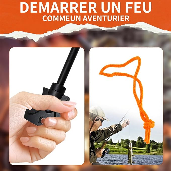 2PCS Magnesium Fire Starter with Striker, High Temp Magnesium Rod, Fire Starters for Survival Fire Steel Fero Rod, for Camping, Hiking and Emergency