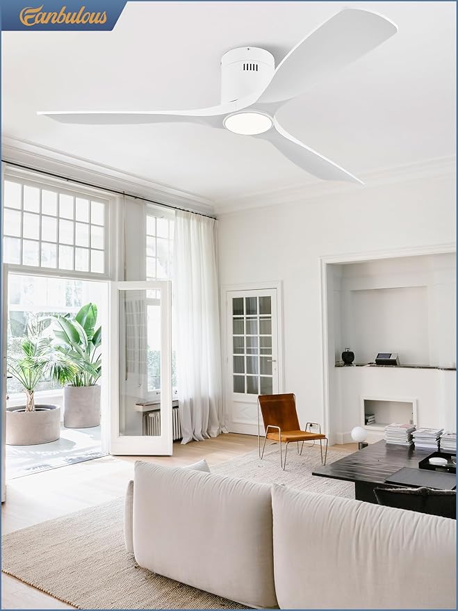 52" Ceiling Fans with Lights and Remote Control,Modern Flush Mount Ceiling Fan with 3 LED Colors,Outdoor Low Profile Ceiling Fans with 6-Speeds Timer DC Motor for Bedroom Living Room Patio