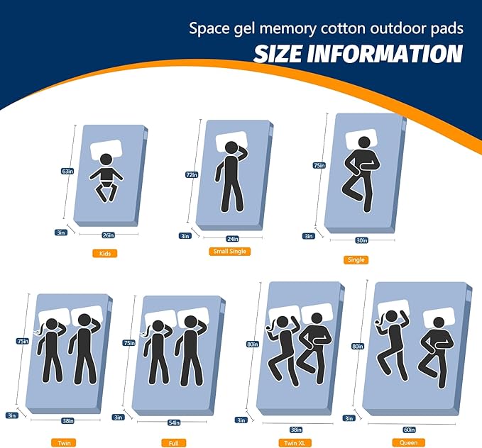 CYMULA CertiPUR-US Memory Foam Camping Mattress Pad, Portable Foam Sleeping Pad for Camping, Roll up Sleeping Mat for Adults Guest Floor Bed for Sleepover, Car, Tent SUV Cot Mattress