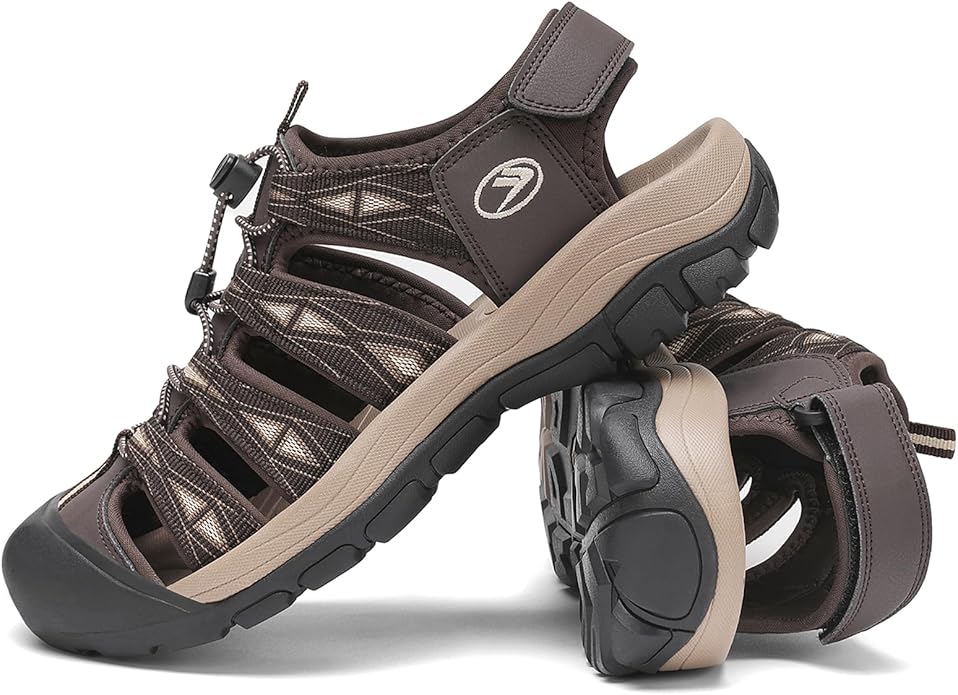 FLARUT Men's Athletic Sandals - Closed Toe Sport Hiking & Outdoor Walking Water Sandals with Anti-Slip Cushioning and Breathable Mesh