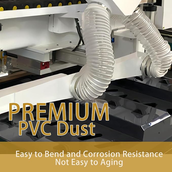 4" x 10' Dust Collection Hose, Puncture-Resistant, Flexible Clear PVC Collection Hose with Carbon Steel Wire Coil for Dust Collectors