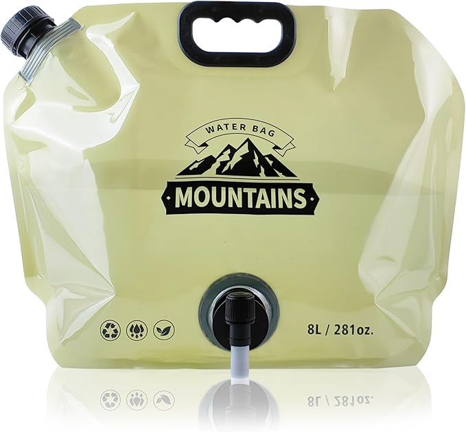 Camping Water Jug 2.1 Gallon Collapsible Water Container Portable Water Bag for Travel Outdoor Hiking BPA Free Lightweight (Beige (2.1Gal), 4)