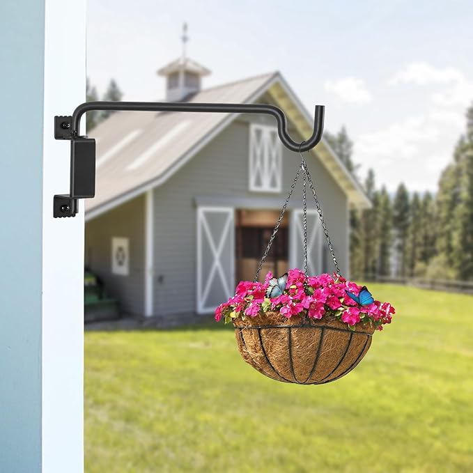 12" 360° Swivel Plant Hanger - Heavy Duty Solid Steel Wall Hook, 12-Directional Adjustable for Bird Feeders, Outdoor/Indoor Plants, Garden & Patio (2-Pack)