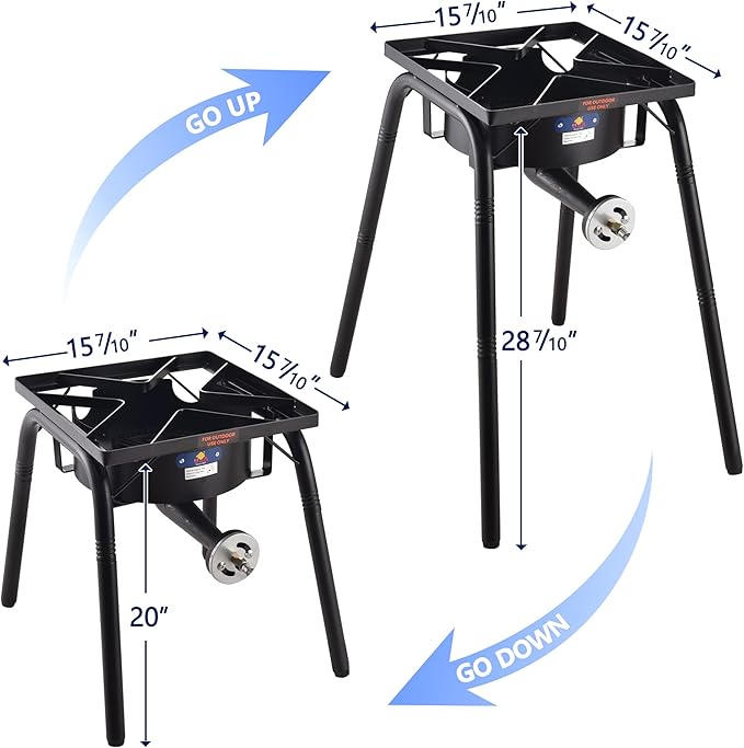 ARC 200,000BTU Propane Outdoor Burner Camp Stove Gas Burner,with Removable Legs,Ideal for Woks, Skillets and Pots
