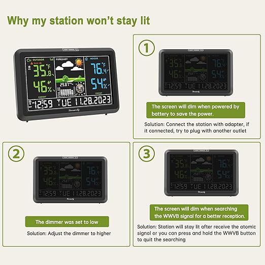 DreamSky Weather Station Indoor Outdoor Thermometer Wireless with Digital Atomic Clock for Home, Large Display with Adjustable Backlight, USB Port, Inside Outside Temperature Humidity Monitor