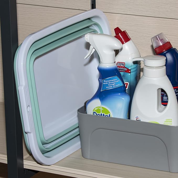 2 Pack Collapsible Bucket with 2.25 Gal / 8.5L Each, Plastic Tub, Portable Wash Basin for Home and Garden, Foldable Camp Sink with Upgrade Reinforced Hard Plastic Rim