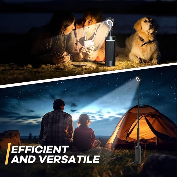 BIAT Telescopic Camping Light 1PCS, Camping Lantern Rechargeable, Led Work Light with Stand Battery Powered 10800mah, Portable Camping Lamp and Flashlight, Camping Lights for Hiking, Camping, Fishing