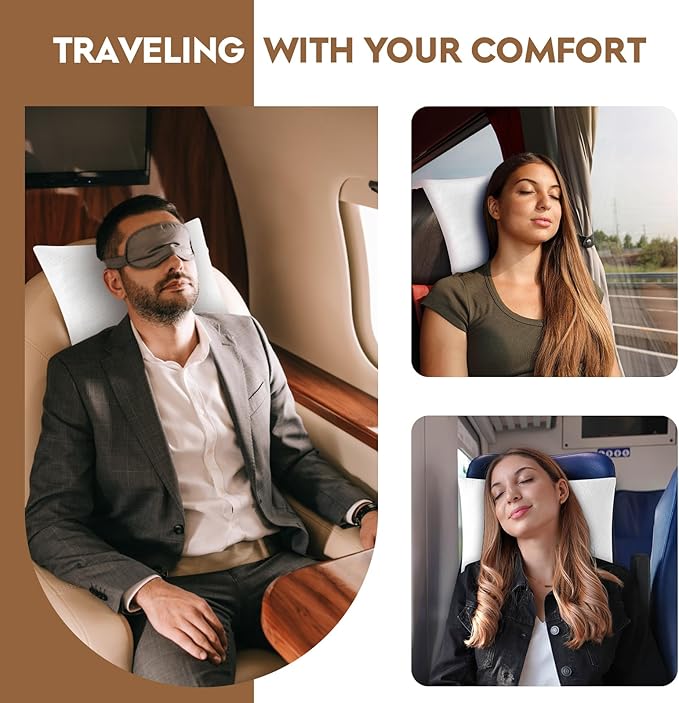 Small Shredded Memory Foam Pillow, Camping Pillow Travel Pillow - Compressible Medium Firm, Breathable Cover, Ideal Backpacking Hiking, Airplane and Car (Off-White, S)